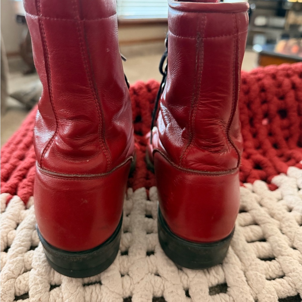 Justin Red Leather Boots - Picture 3 of 7